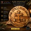 God Bless Our Home Olive Wood Wall Plaque with Crucifix & Holy Land Stones – Handmade in Jerusalem